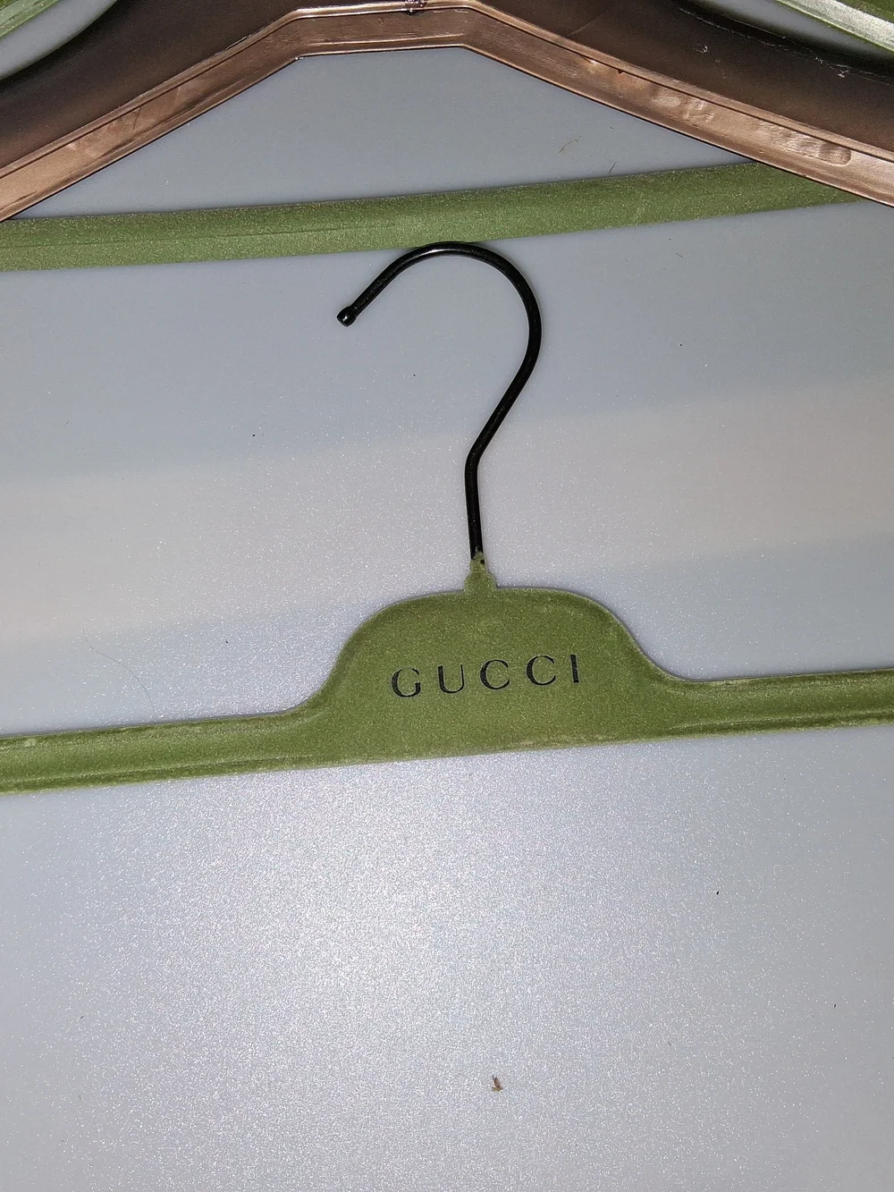 Gucci Velvet & Metal Hangers - Green  & Gold LOT OF 5